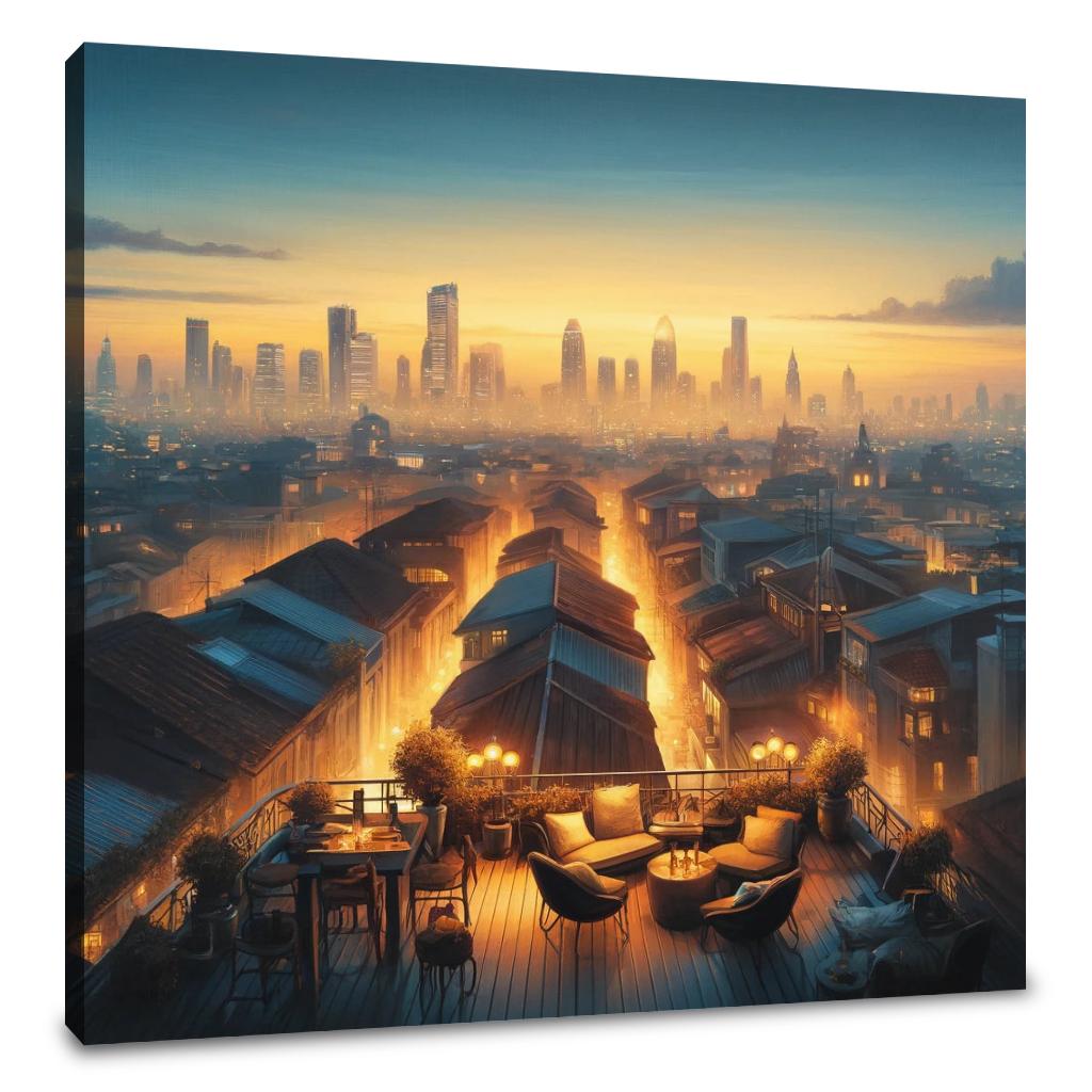 Dusk Over Rooftops Canvas