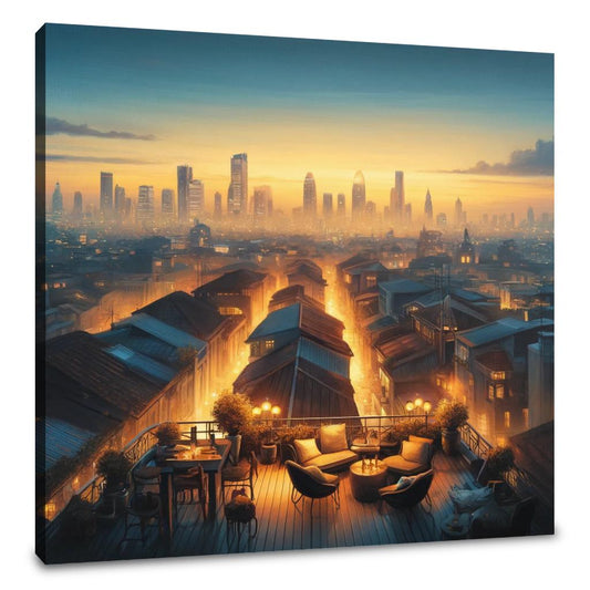Dusk Over Rooftops Canvas