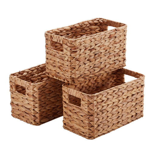 Set of 3 Rectangular Milton Natural Rattan Storage Baskets