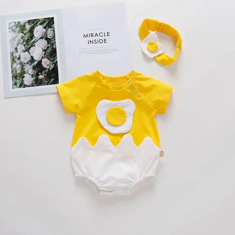 Baby Fried Egg Patchwork Romper Set