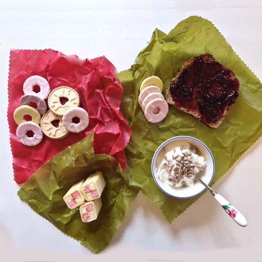 Honey Bee Good Set of 3 Handmade Beeswax Wraps | Earth Tones Sage