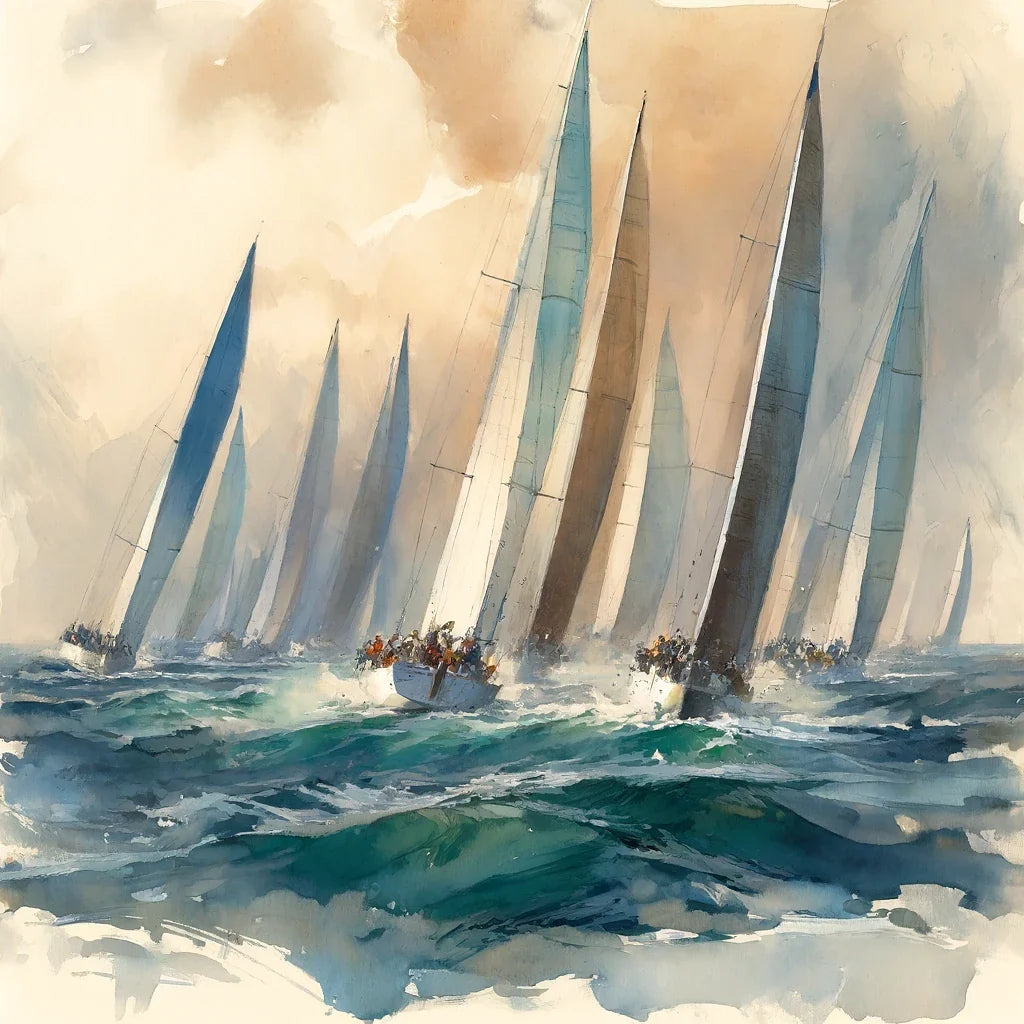 Sailboat Race at Dawn Canvas