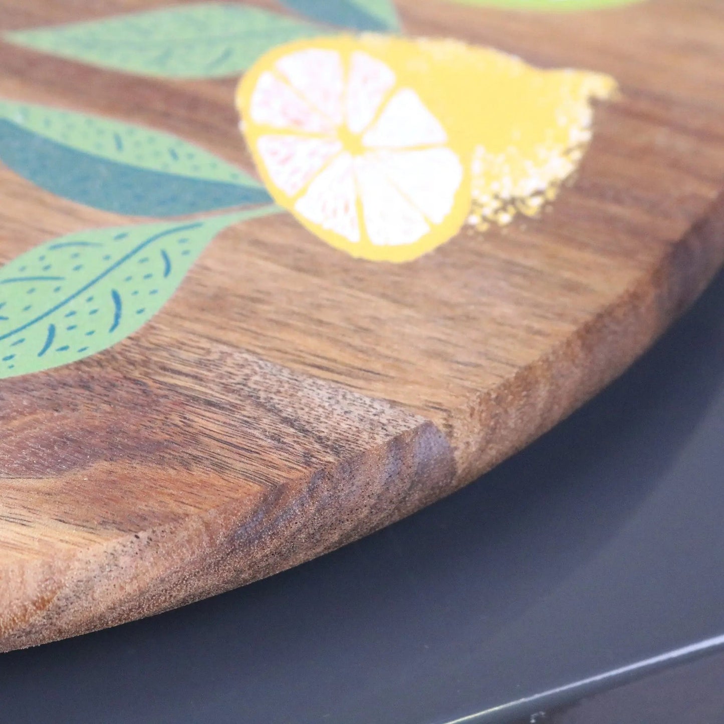Saitras 35cm Wooden Lazy Susan Citrus Design