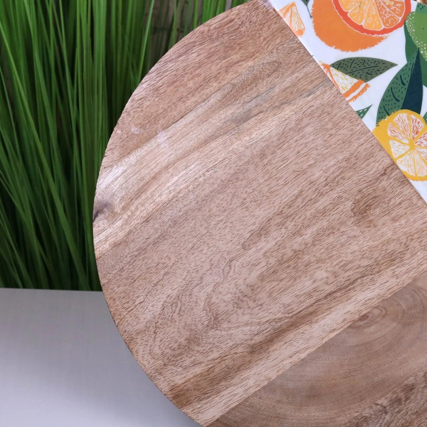 Saitras Round Chopping Board 48cm Enamel Citrus Design - White