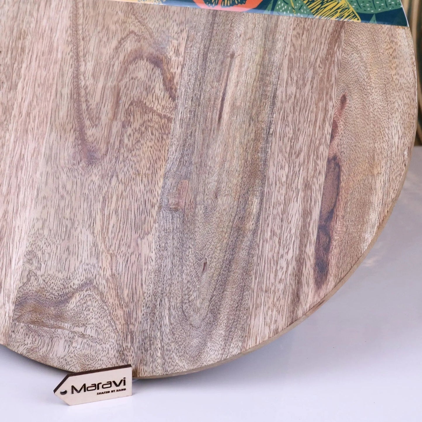 Saitras Round Chopping Board 48cm Enamel Citrus Design - Green