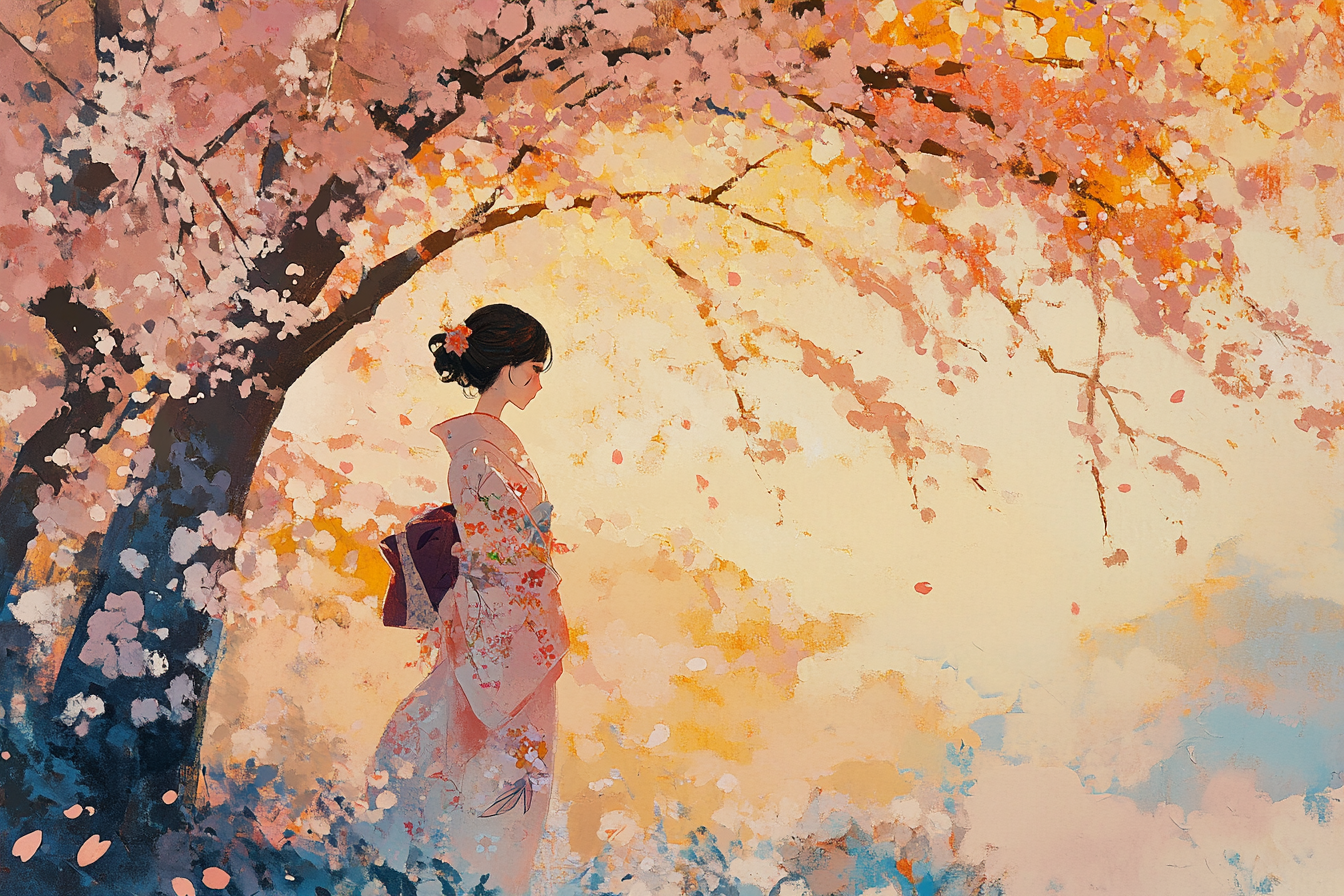 Sakura Sunset Stroll Canvas
