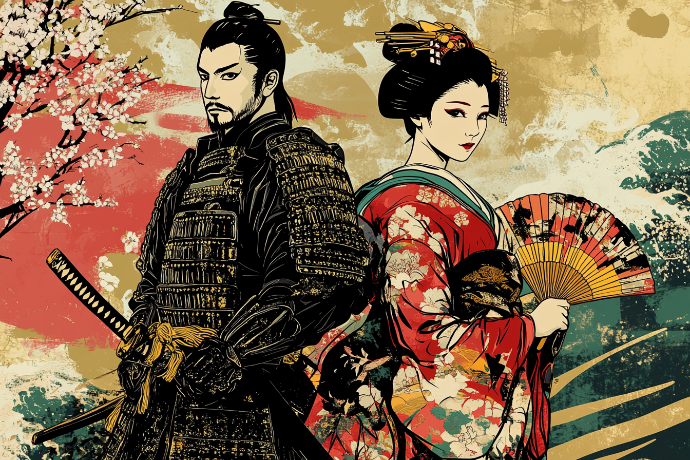Samurai and Geisha Blanket