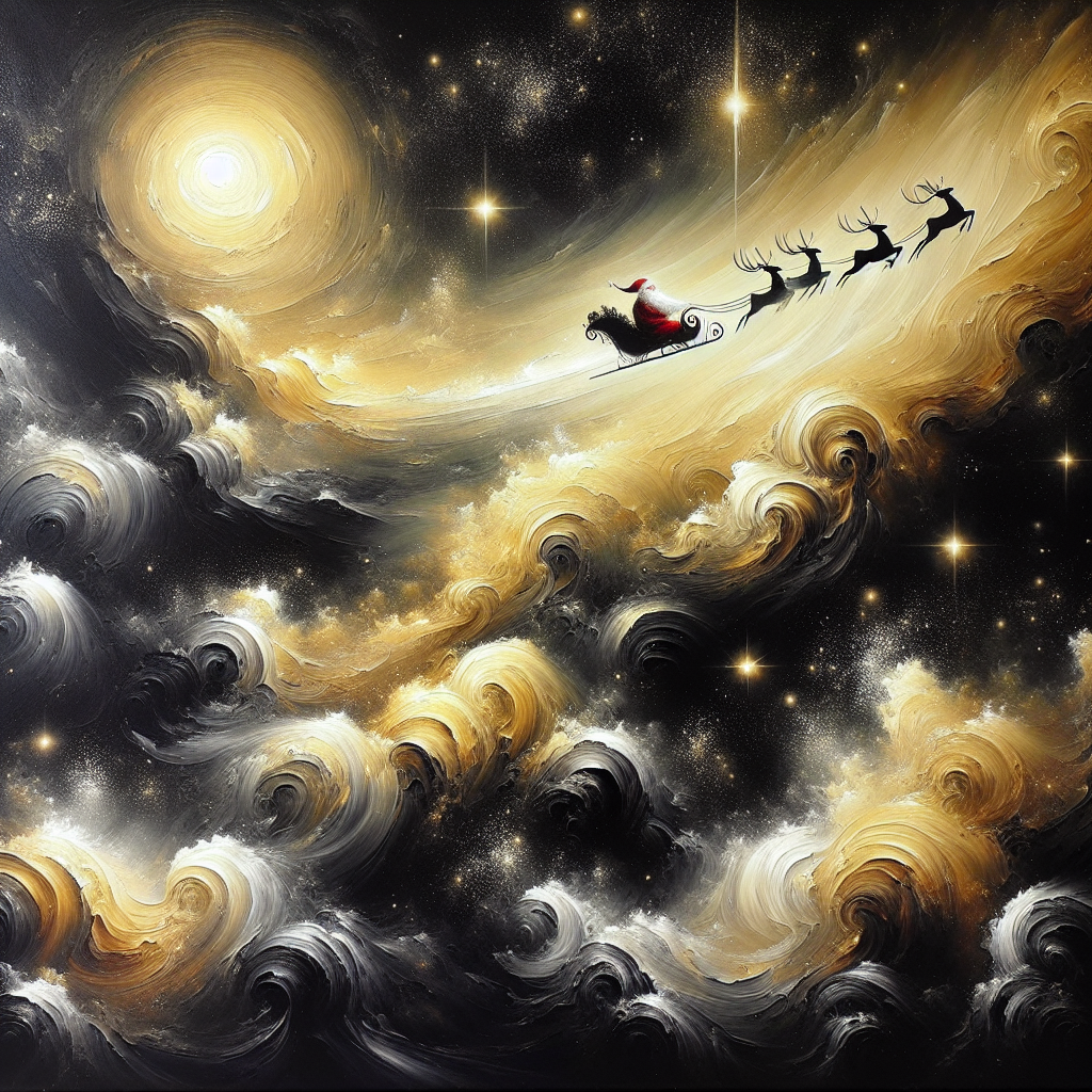 Santa's Enigmatic Night Flight Canvas