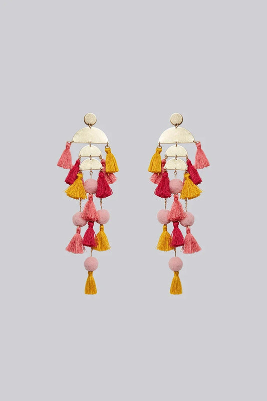 Sapphira Long Tassel Pendant Stud Earring