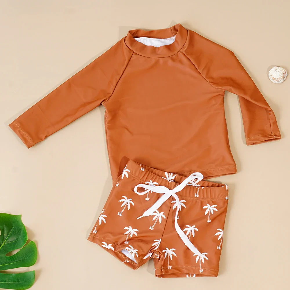 Baby Boys Long Sleeved Swimsuit 2pcs Set