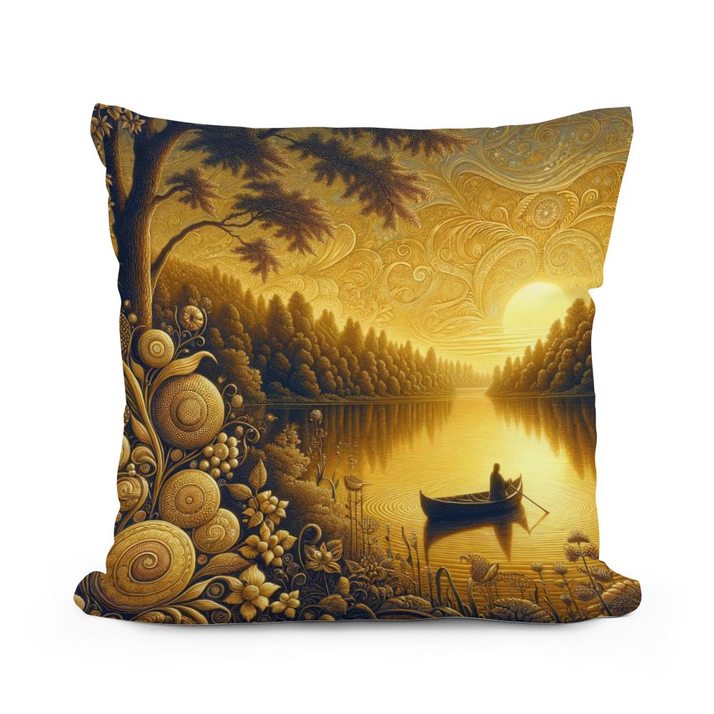 Twilight Serenity Lakeside Cotton Cushion