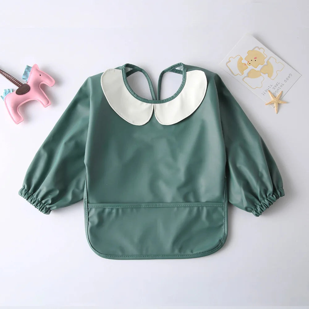Peter Pan Collar Long Sleeve Baby Bib