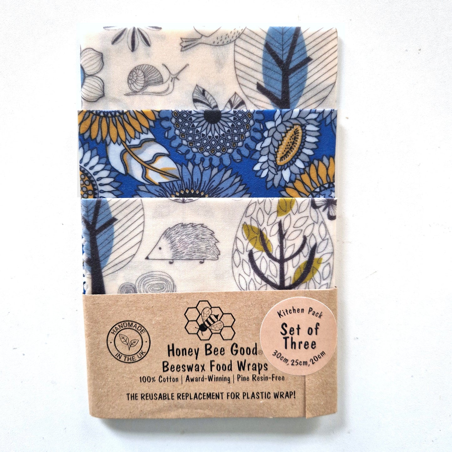 Honey Bee Good Set of 3 Handmade Beeswax Wraps | Scandi
