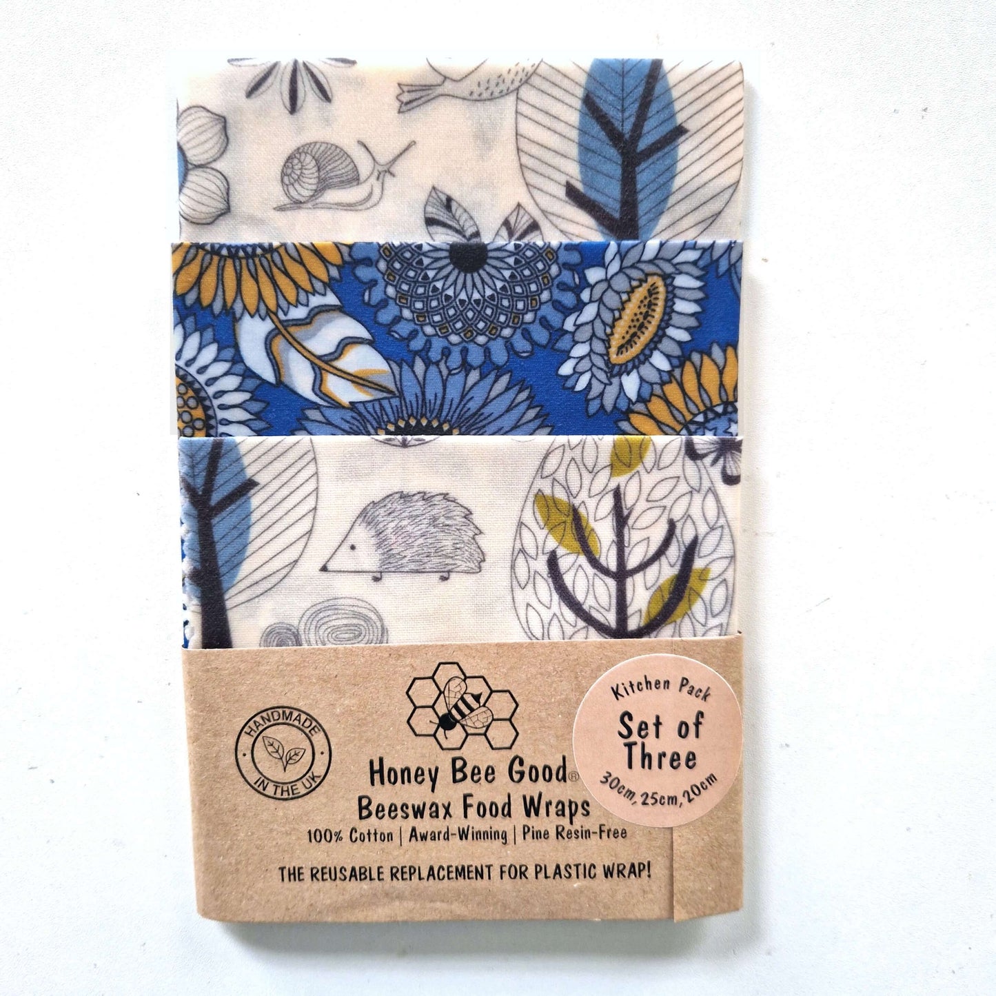 Honey Bee Good Set of 3 Handmade Beeswax Wraps | Scandi
