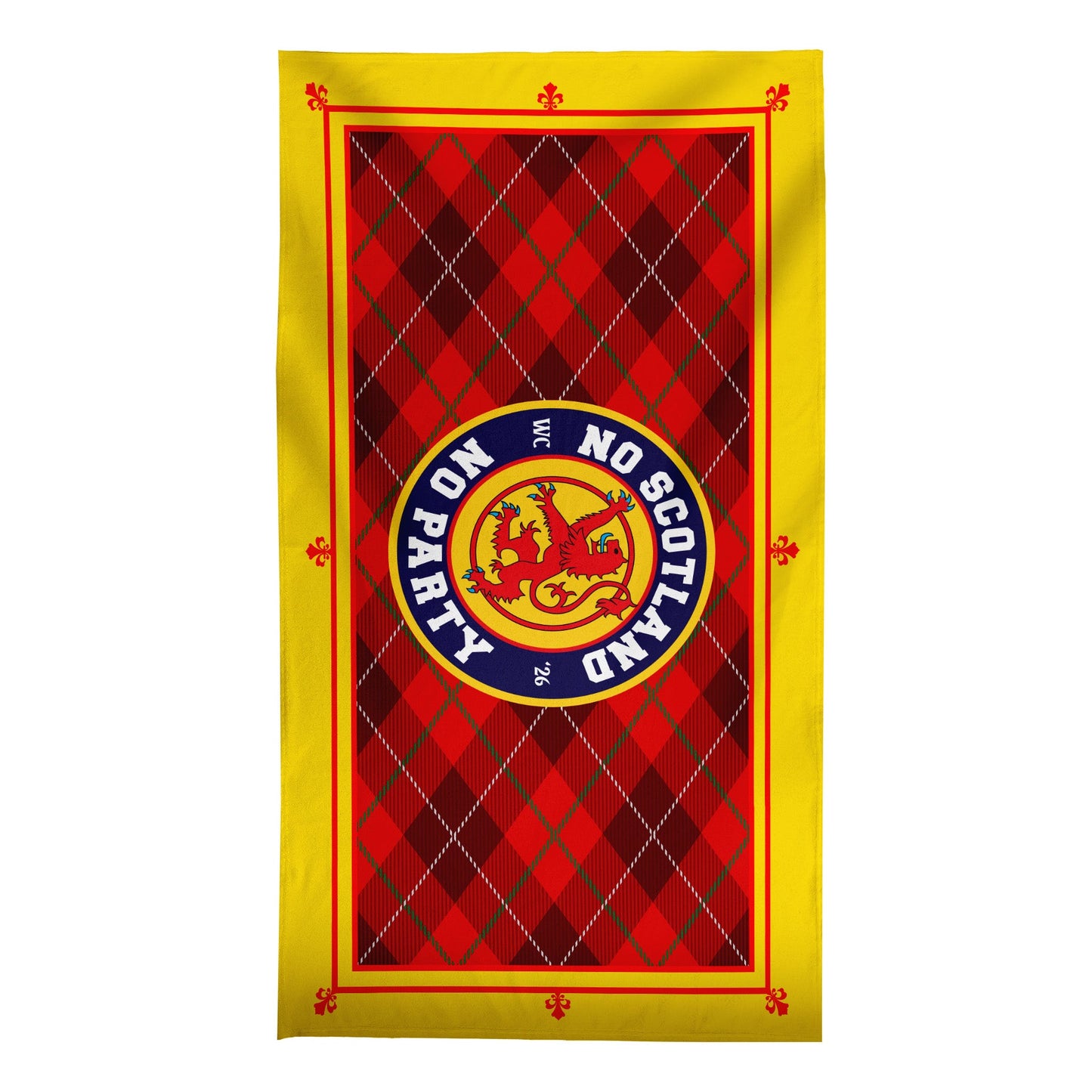 No Scotland No Party - Red Tartan - Beach Towel - Microfibre Retro Beach Towel - 150cm x 75cm