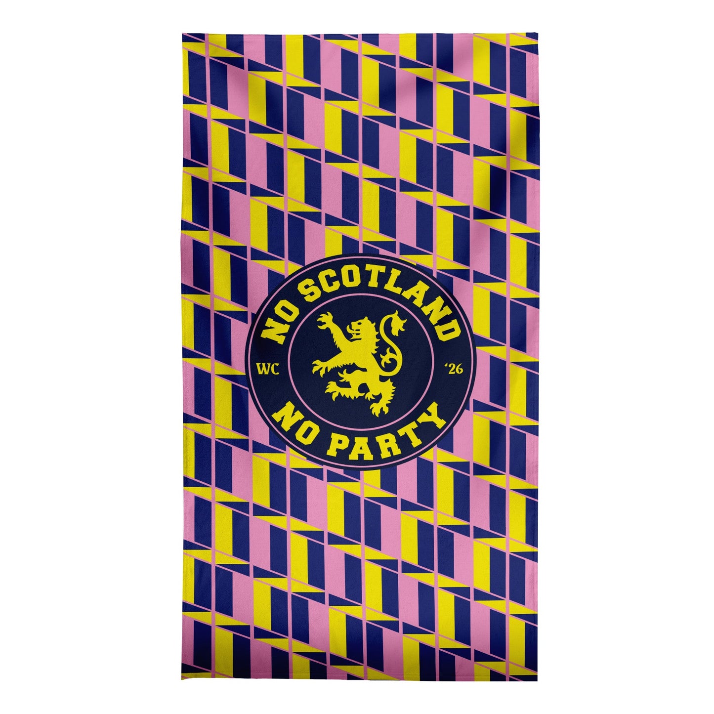 No Scotland No Party - Yellow & Pink Retro Pattern - Beach Towel - Microfibre Retro Beach Towel - 150cm x 75cm