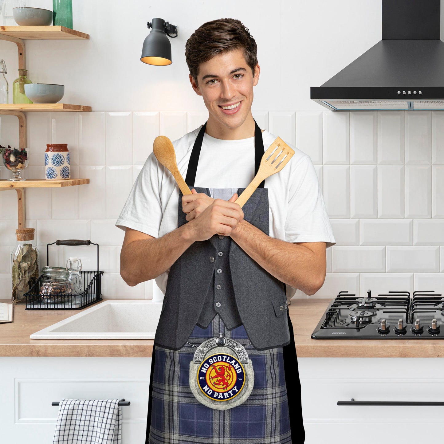 No Scotland, No Party! Navy Kilt - Novelty - Water-Resistant Adults Apron