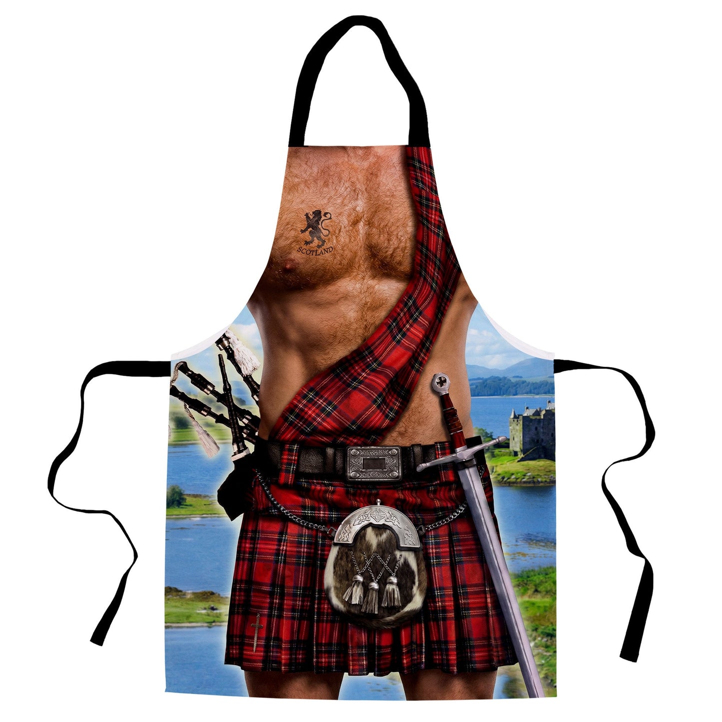 Scottish Man Wearing Kilt - Novelty - Water-Resistant Adults Apron