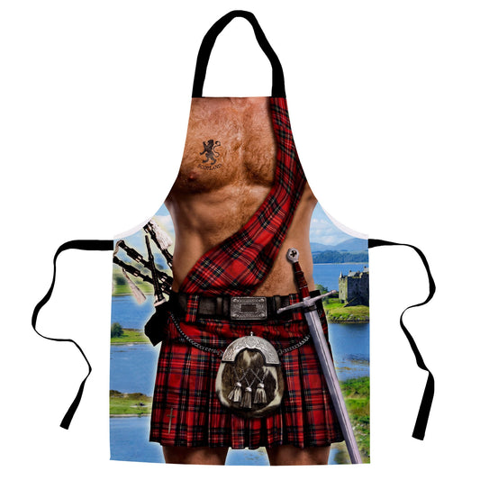 Scottish Man Wearing Kilt - Novelty - Water-Resistant Adults Apron