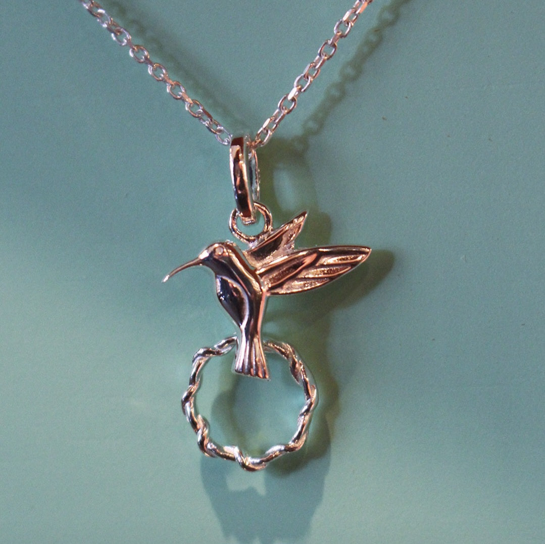 Humming Bird Sterling Silver Chain Necklace