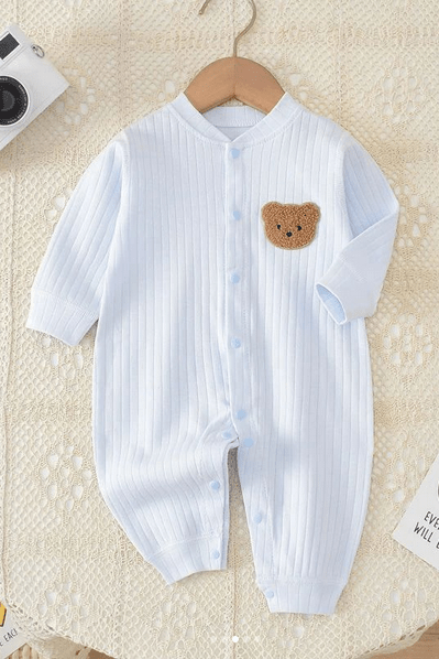 Bear Romper Ribbed 100% Cotton