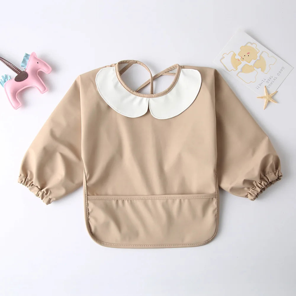 Peter Pan Collar Long Sleeve Baby Bib