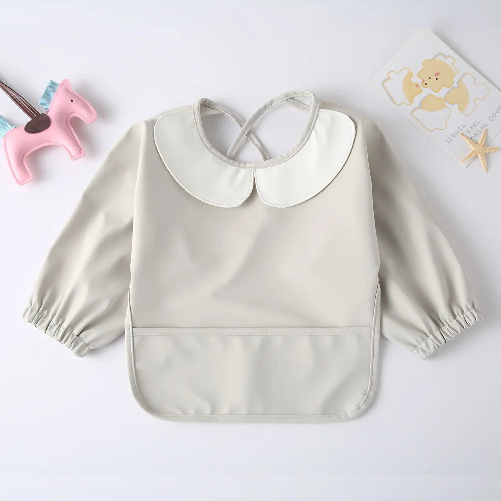 Peter Pan Collar Long Sleeve Baby Bib