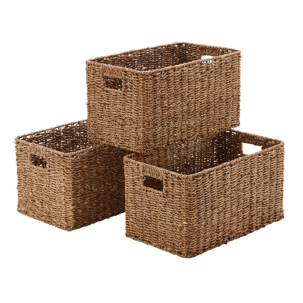 Set of 3 Rectangular Seagrass Storage Baskets