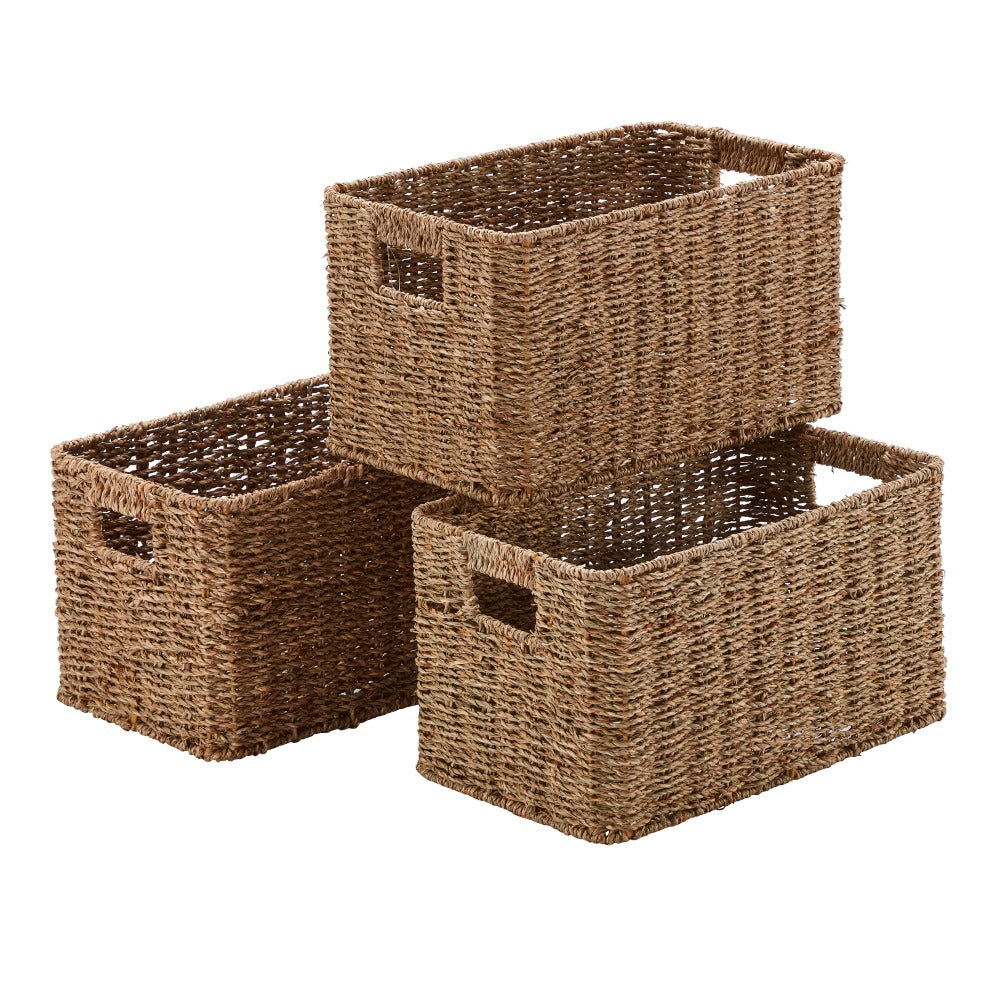 Set of 3 Rectangular Seagrass Storage Baskets