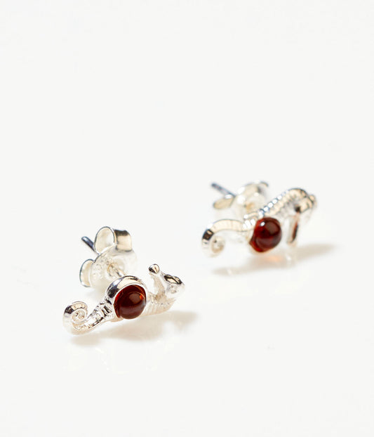 Amber Seahorse Stud Earrings