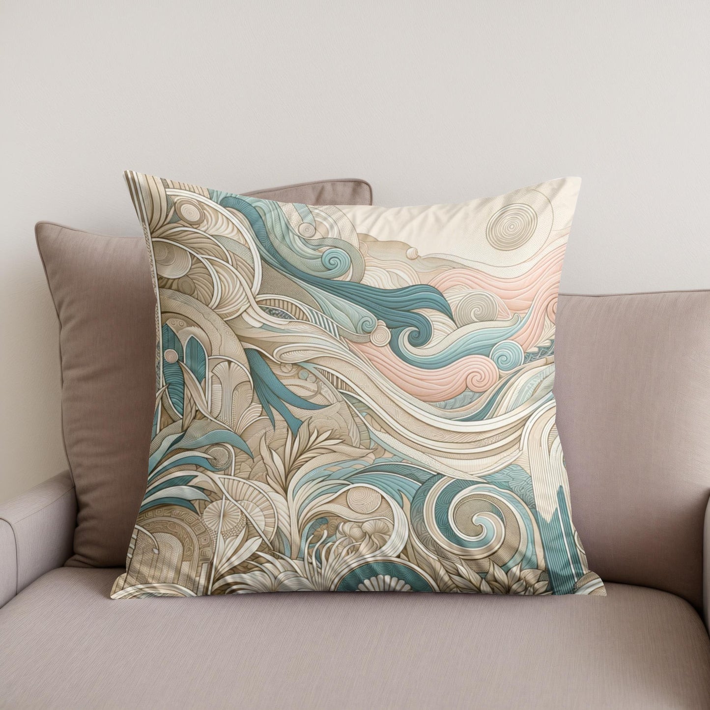 Seascape Whispers Mural Cotton Cushion