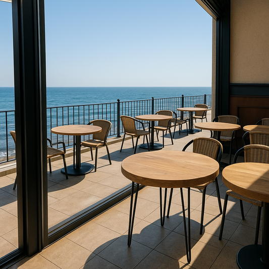 Round Solid Wood Tables With Hairpin Legs For Cafes and Restaurants Hospitality (Bulk Order)