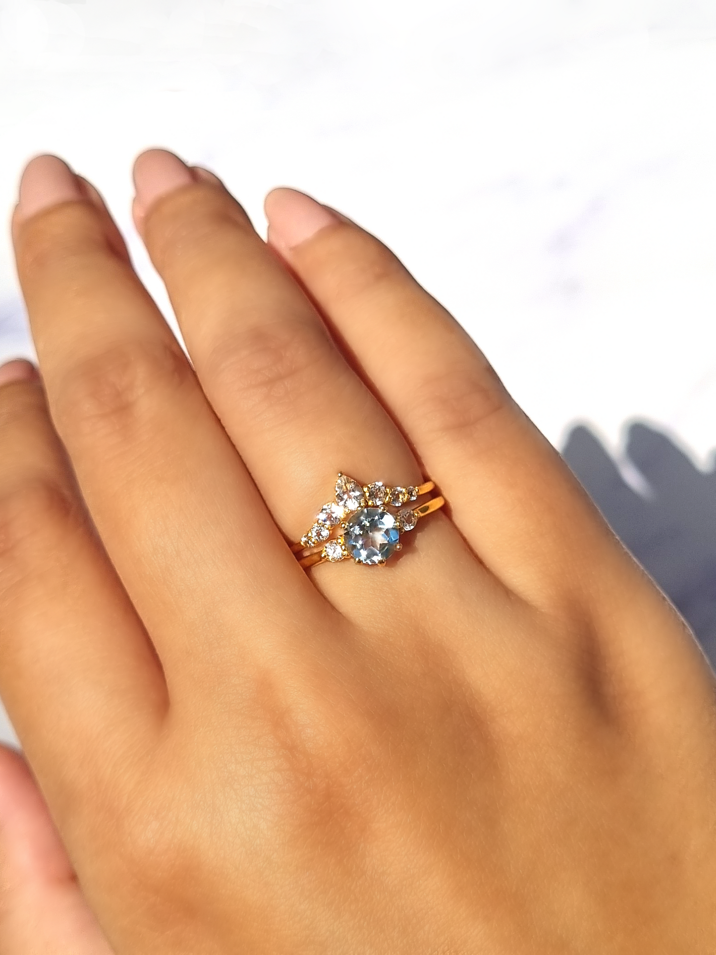 Selene Blue Topaz Ring Set in 18k Gold Vermeil
