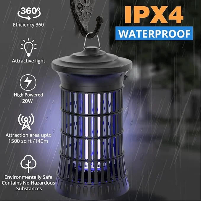 Senelux Mosquito Killer Lamp 4500V Fly Zapper 20W Insect Mosquito Trap with UV Light Bug Zapper 100m³ Coverage for Indoor Garden Outdoor