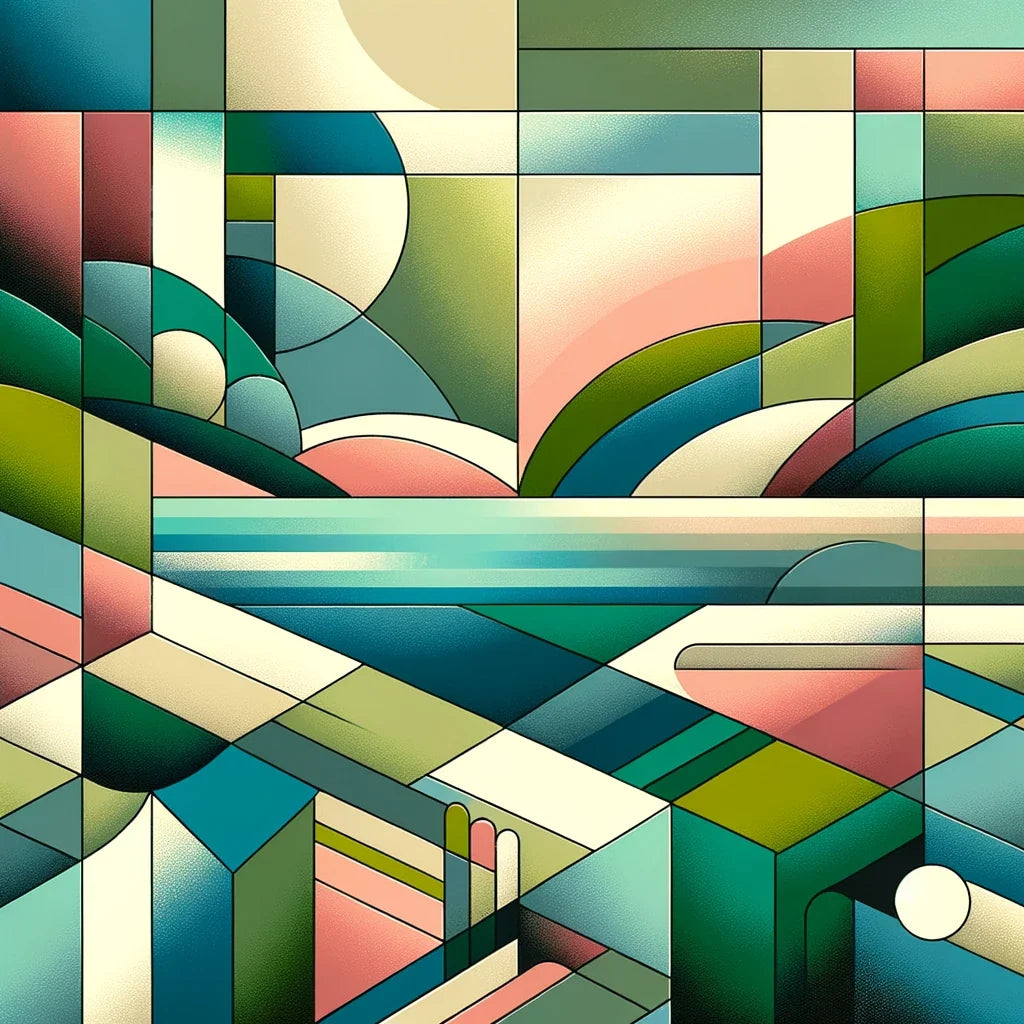 Serene Geometric Landscape Canvas