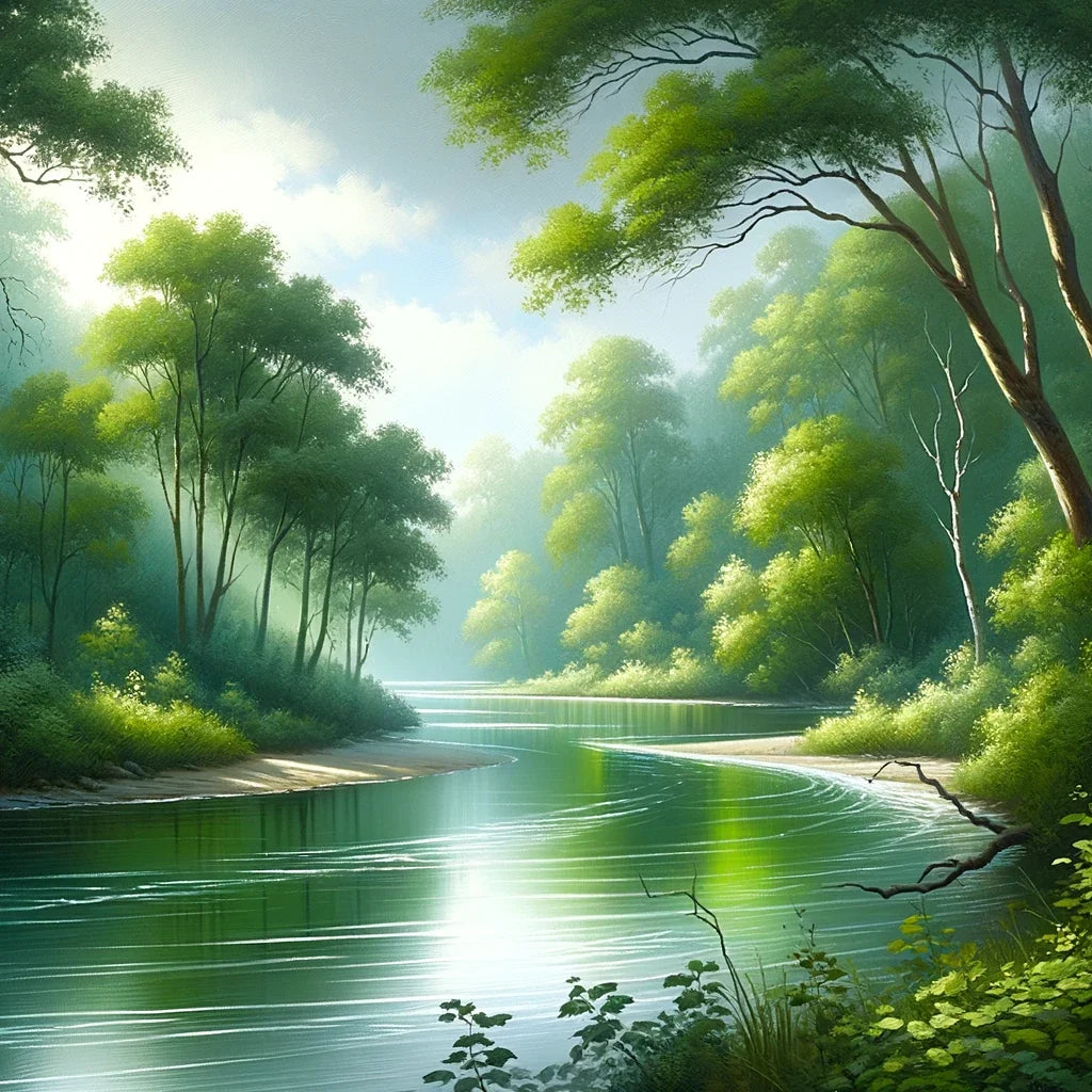 Serene Riverbend Canvas