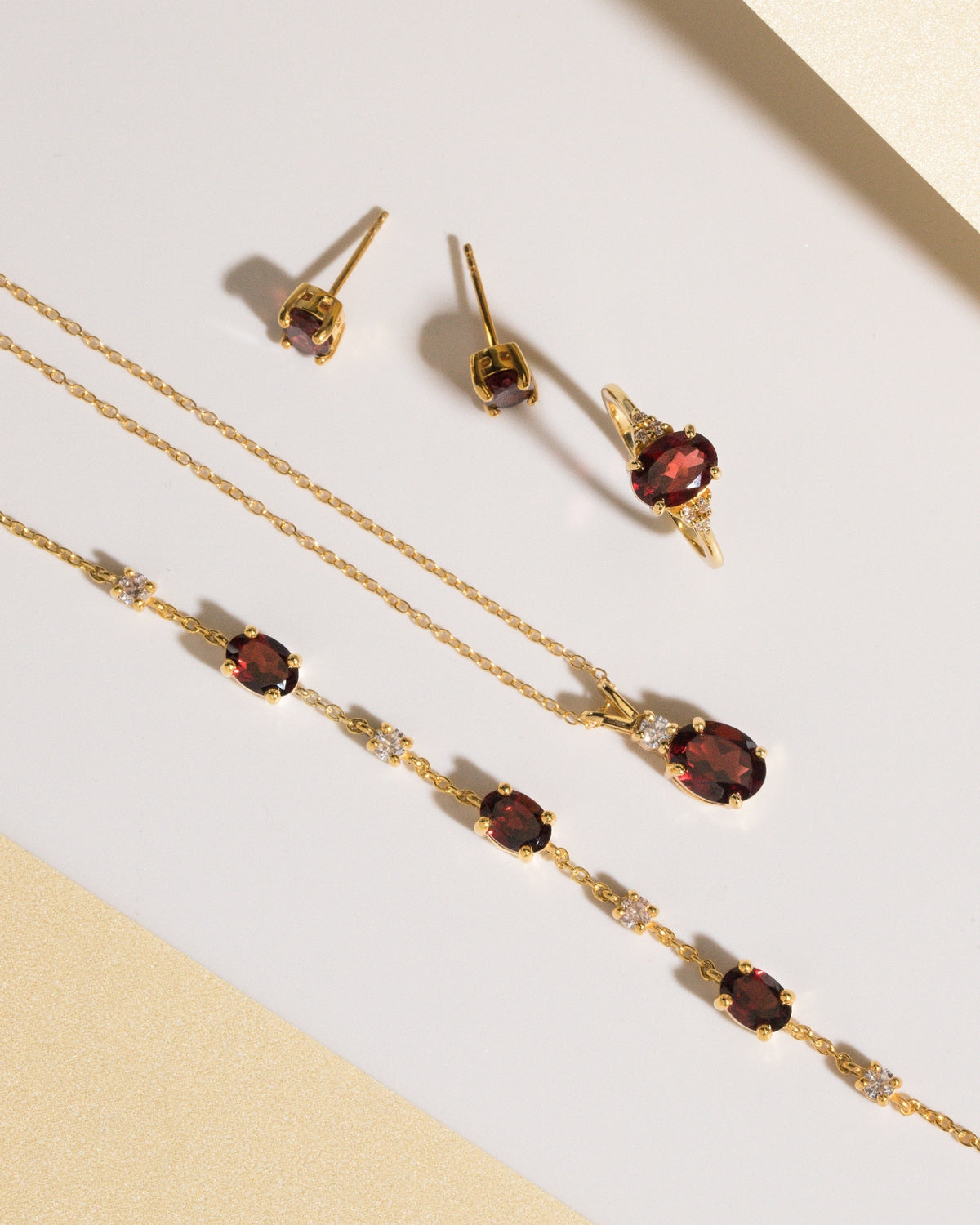 Mini Set 1 - Garnet Jewellery Set in 18k Gold Vermeil