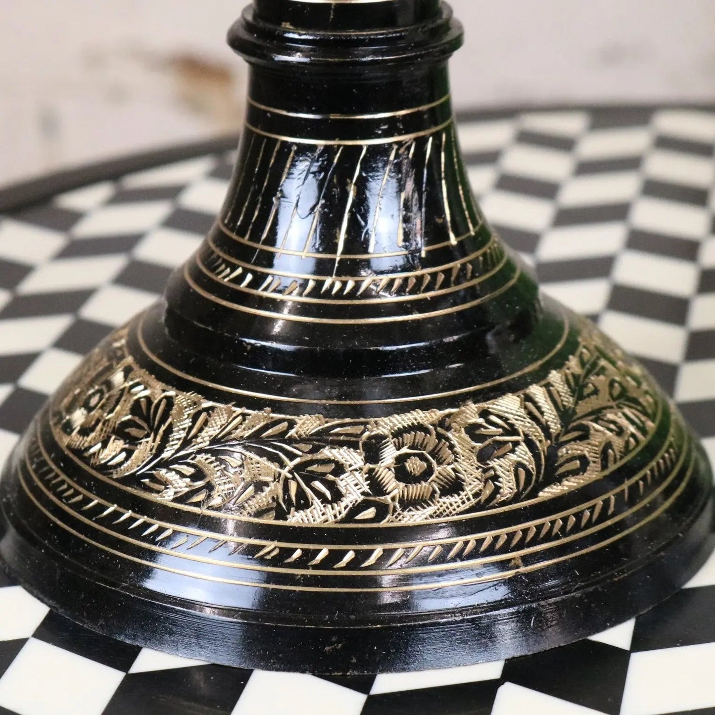 Set of 2 Black Etched Brass Vases 40cm and 50cm