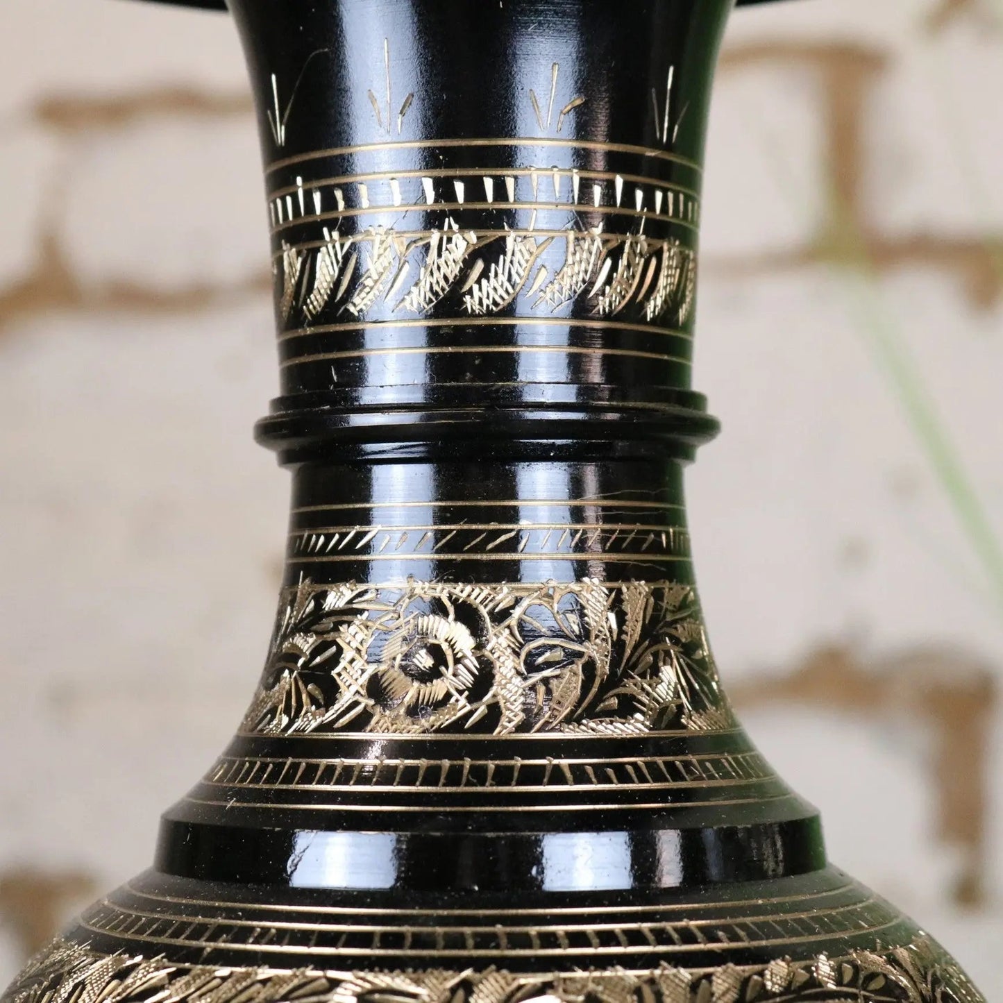 Set of 2 Black Etched Brass Vases 40cm and 50cm