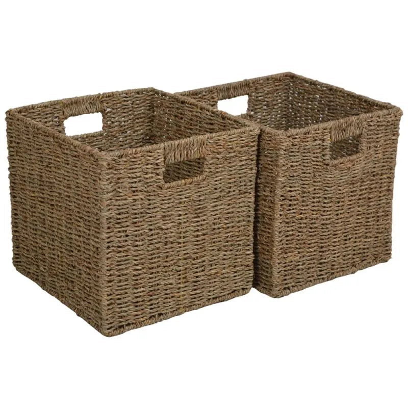 Set of 2 Square Seagrass Storage Baskets