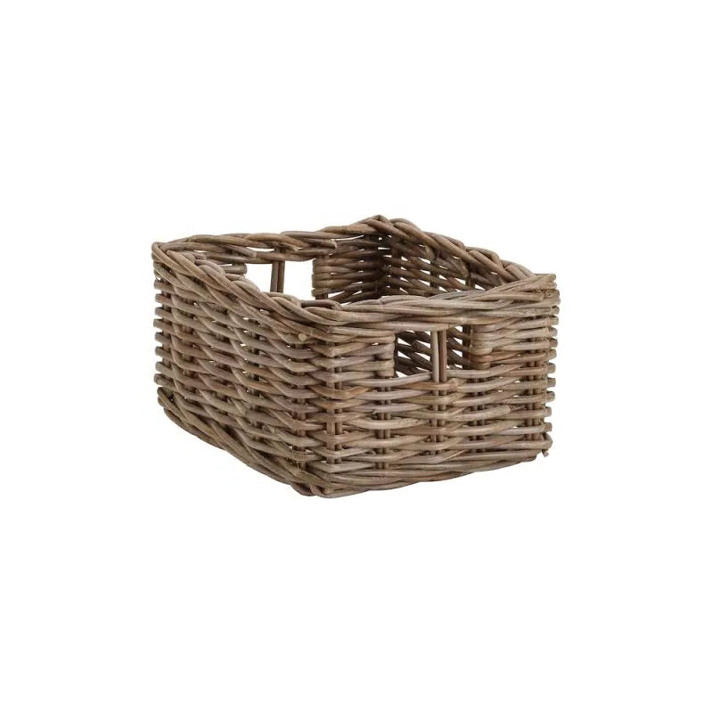 Set of 4 Rectangular Kubu Rattan Storage Baskets