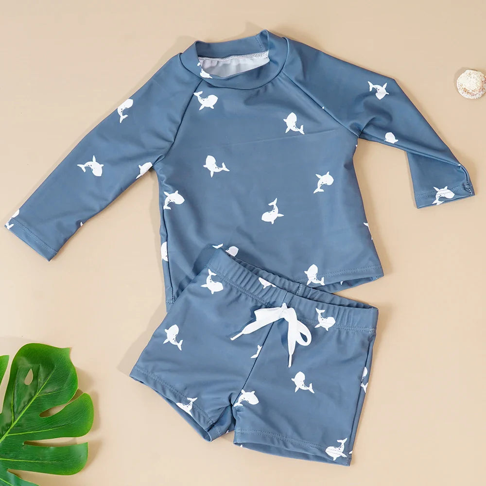 Baby Boys Long Sleeved Swimsuit 2pcs Set