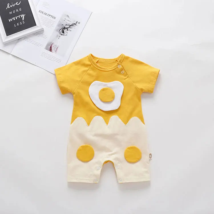 Baby Fried Egg Patchwork Romper Set