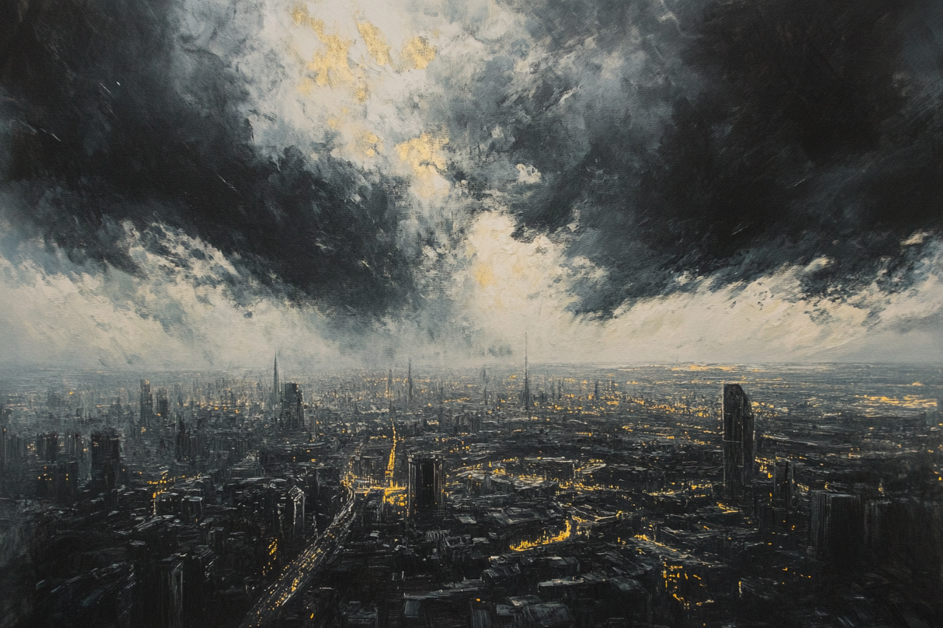 Shadowed Cityscape Canvas