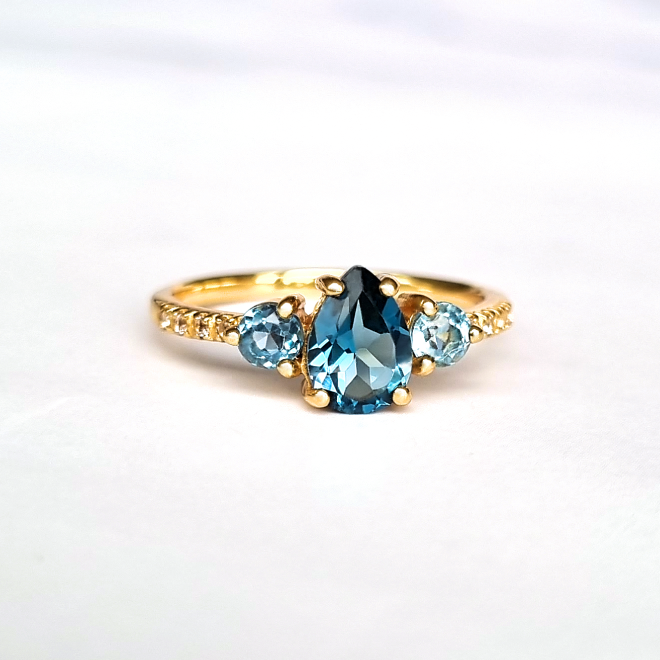 London Blue and Swiss Blue Topaz Ring in 18k Gold Vermeil