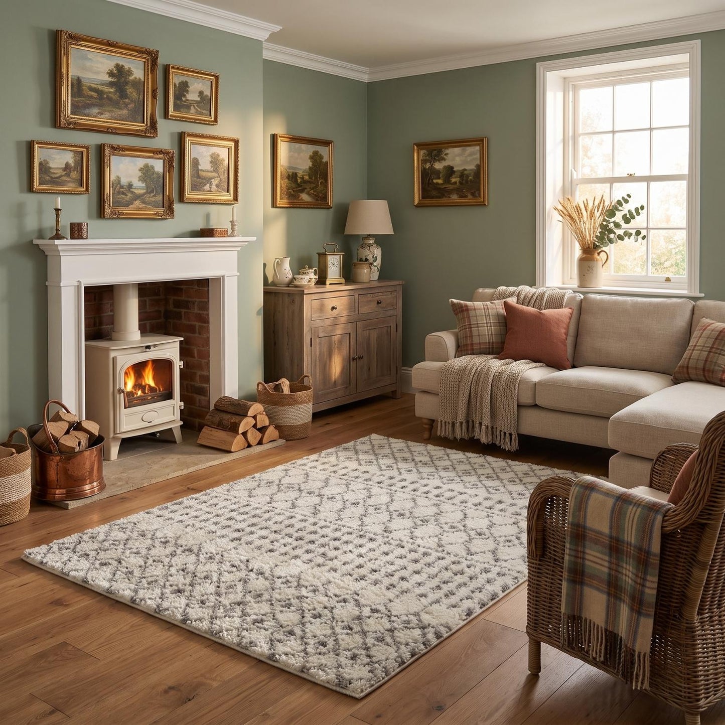 Moroccan Ivory Grey Shaggy Rug | 1000