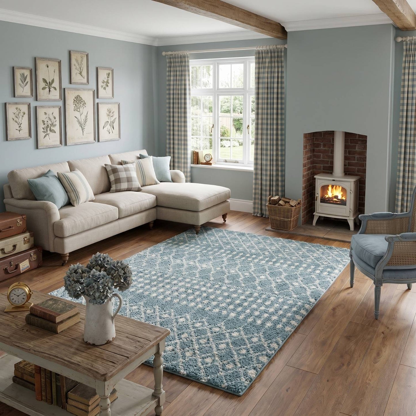 Moroccan Duck Egg Blue Shaggy Rug | 1050