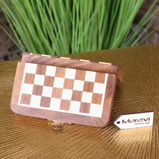 Shatranj Folding Wooden Chess Set 14cm