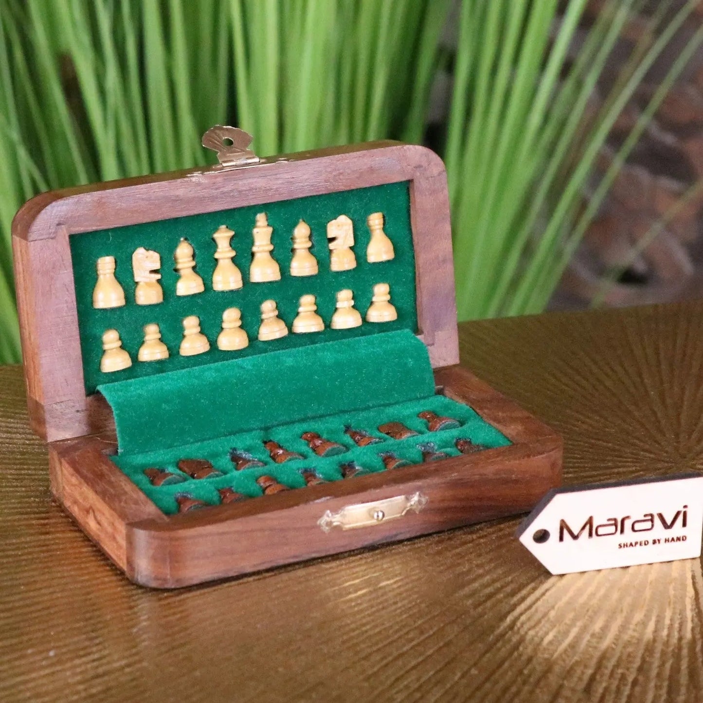Shatranj Folding Wooden Chess Set 14cm