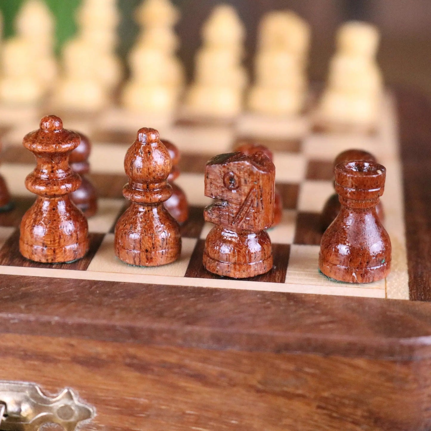 Shatranj Folding Wooden Chess Set 14cm